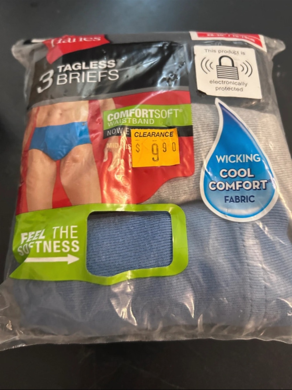 Hanes Tagless Briefs - Blue & Gray (3-Pack) NEW